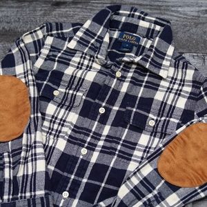 Polo flannel button down shirt elbow patches